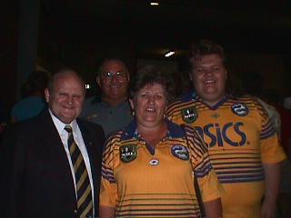 Alan Overton, Joe Joesph, Mark and his Mon at the Eels 1999 away game in Newcastle